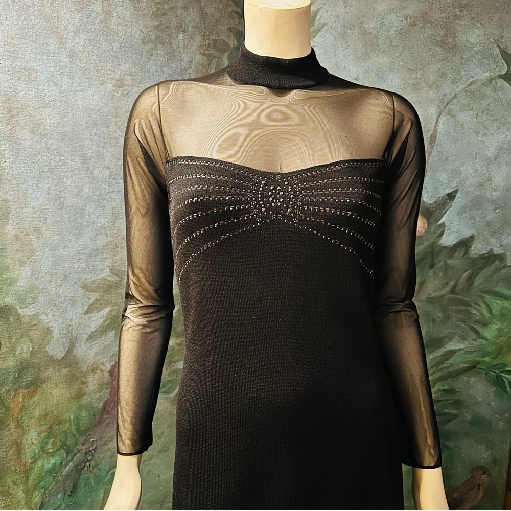 St John Evening knit dress! Black with Crystal trim. Size 4.